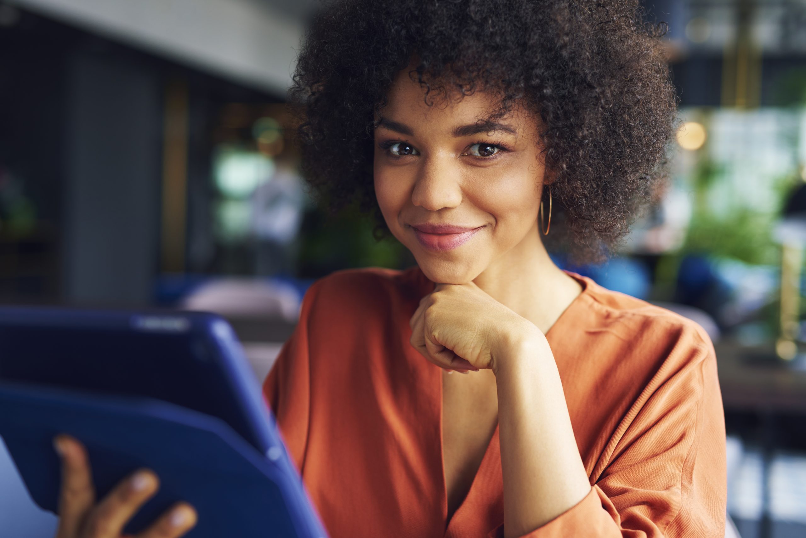 Portrait of beautiful African businesswoman at work